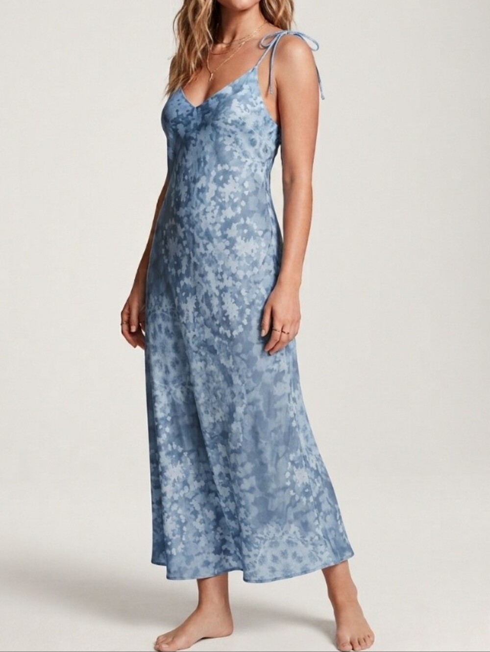 Victoria’s Secret Blue Abstract Floral Maxi Slip Dress XL